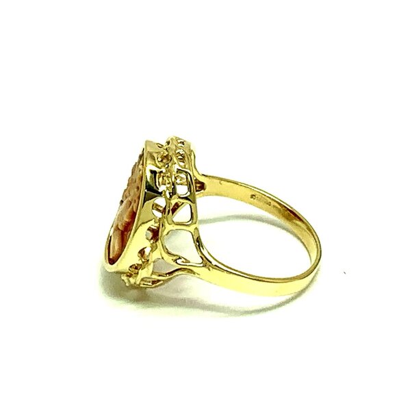 Cameo Cocktail Ring 18k Yellow Gold Estate Jewelry Vintage Women's Size 8 - Picture 16 of 16